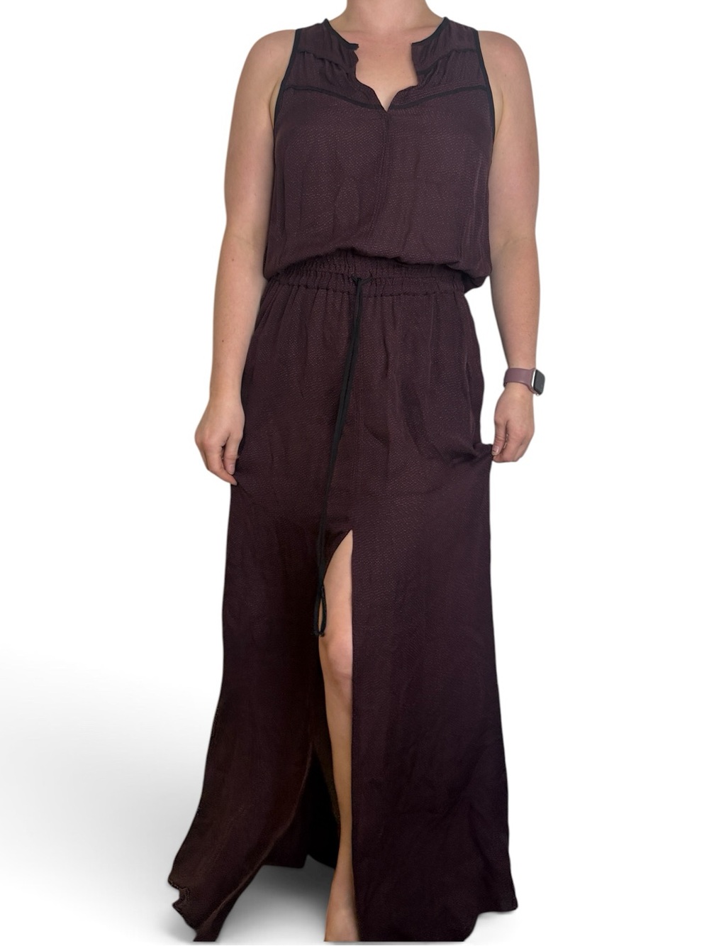 ALC Burgundy Maxi Dress Size Medium Sleeveless Lightweight Wine Plum